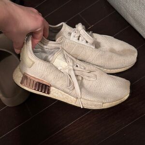 Adidas rose gold and White Knit Sneakers